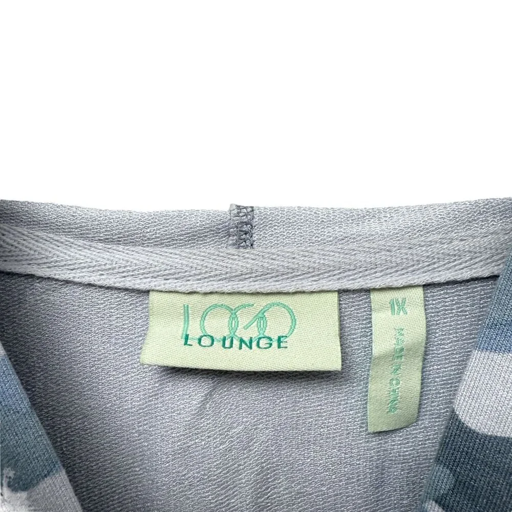 LOGO Lori Goldstein Hoodie Plus Size 1X Gray Camo Zip Front Stretch Jacket Women - Picture 6 of 9
